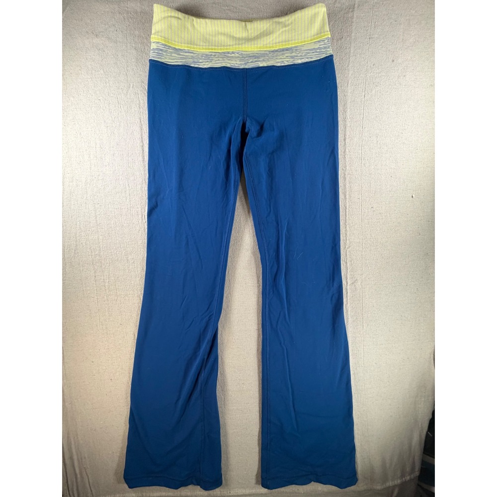 Lululemon Yoga Pants Womens 8 Blue Yellow Flare Leg Groove Athletic Leggings